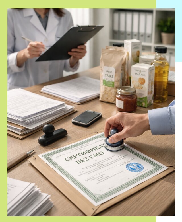 Получение сертификата Без ГМО для продукции в Рославле